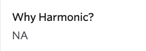 A simple text graphic with black text on white background reading 'Why Harmonic?' followed by 'NA' underneath.
