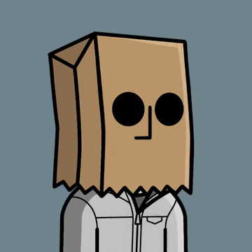 The image features a cartoon character wearing a brown paper bag as a mask, standing against a blue background. The caption below the image reads "We can never see our true selves in the mirror; we're just NPC @npconchain hardcoded into the map; but don't log off yet. The real Gorgez @DedGorgez of life lies in giving this code some soul—sharing the stage with countless other unknowns to put on one hell of a magnificent."