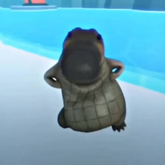 A 3D animated crocodile stands on a light-colored surface near a pool, hands on hips in a confident pose, matching the "berserk exaggerated expressions" theme of the viral meme pack mentioned in the post. The image is presented as internet sticker energy turned into a coin project.