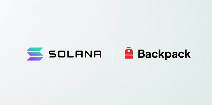 A logo graphic on a white background displaying the Solana logo and 'Backpack' logo side by side, separated by a vertical line, indicating a partnership or integration.