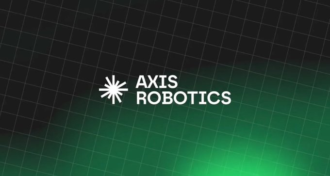 A black and green gradient banner displaying the white logo and text 'AXIS ROBOTICS' against a subtle grid pattern background.
