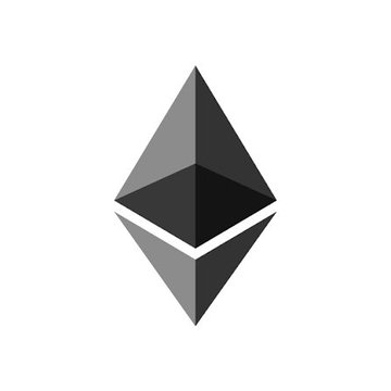 A black and gray Ethereum logo displayed on a white background, representing the cryptocurrency mentioned by Eric Trump as he expressed bullish sentiment on its rising value.