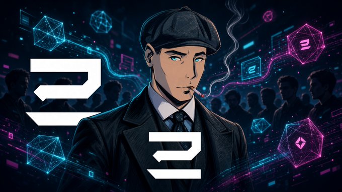An anime-style illustration depicts a man in a black coat and flat cap smoking a cigarette, set against a neon-lit background with floating geometric shapes and a stylized symbol.