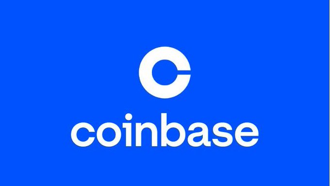The image displays the Coinbase logo in white text and icon against a bright blue background, representing the cryptocurrency exchange mentioned in the post. This visual serves as branding for the article discussing Coinbase CEO's meeting with Donald Trump and its implications for the crypto sector.