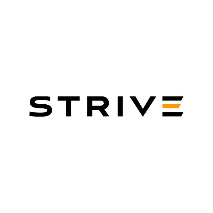 The image displays the Strive logo, the asset management company featured in the post announcing its significant Bitcoin acquisition of 3,311 BTC, bringing its total treasury holdings to 32,773 BTC.