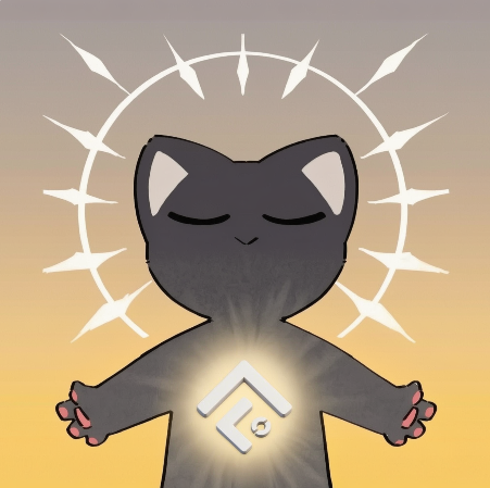 The image features a cartoon cat with its arms outstretched, as if embracing the viewer or the world around it. The cat's eyes are closed, suggesting a sense of peace or tranquility. In the background, there are rays of light shining down on the cat and a large white circle in the center, which could be interpreted as a symbol of power or energy.

The image is accompanied by a caption that reads "Focus on what is in the image and how it relates to the post". This implies that the viewer should pay attention to the details within the image and consider its connection to the broader context provided by the caption.