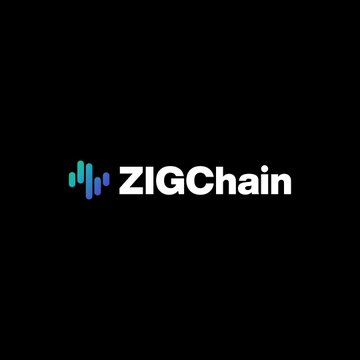 The image features a logo for a company named ZigChain, which is an investment platform that allows users to invest in tokenized stocks and ETFs from various exchanges around the world. The logo consists of a white "ZIGCHAIN" text against a black background, with blue lines representing the word "ZIGCHAIN". This design choice emphasizes the company's focus on global markets and international investments.