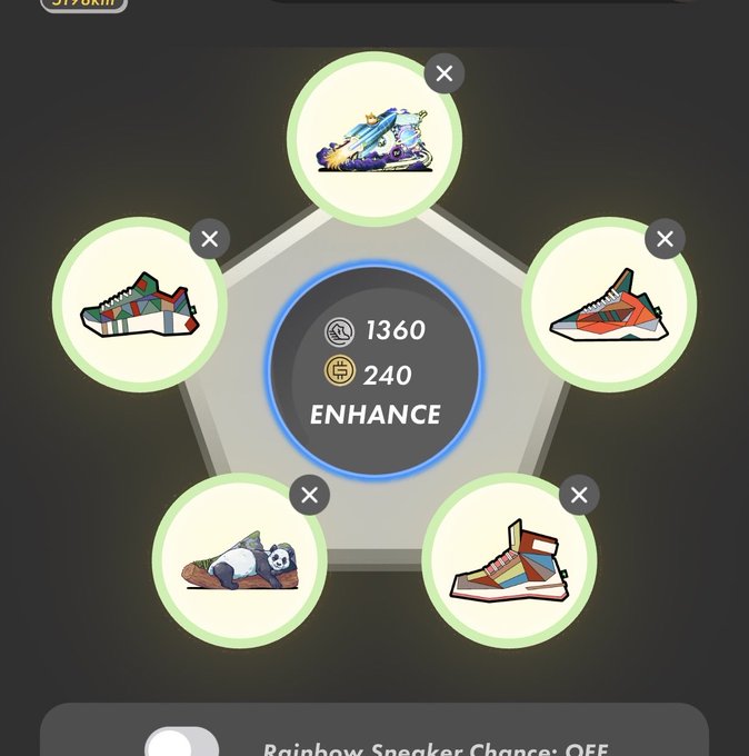 The image shows a collection of six different sneakers, each with unique designs and colors. These sneakers are displayed in various positions around the screen, creating an appealing visual effect. The text "enhance" is visible within the image, suggesting that these sneakers might be enhanced or edited for a better appearance. However, it's unclear whether this enhancement will actually make them show up on the screen as intended.