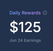 The image shows a dark blue square background displaying two lines of text. The left side has the phrase "Daily rewards" written, while the right side reads "Aug 24 Earns". This implies that there are daily rewards for people who participate in an event on Aug 24. The context behind this post suggests that it's related to the World Cup and possibly related to financial incentives or discounts, as a part of the event might offer daily benefits to fans attending games during August. However, it is unclear whether these rewards directly pertain to sports events like the World Cup or if they are part of other activities happening simultaneously.