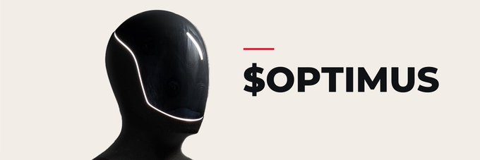 A glossy black featureless humanoid figure appears beside the bold "$OPTIMUS" ticker with a red accent line, serving as the new banner image for the Robinhood token on Moby.
