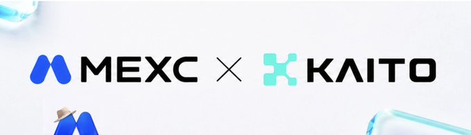 A promotional banner displaying the logos 'MEXC x KAITO' on a white background.