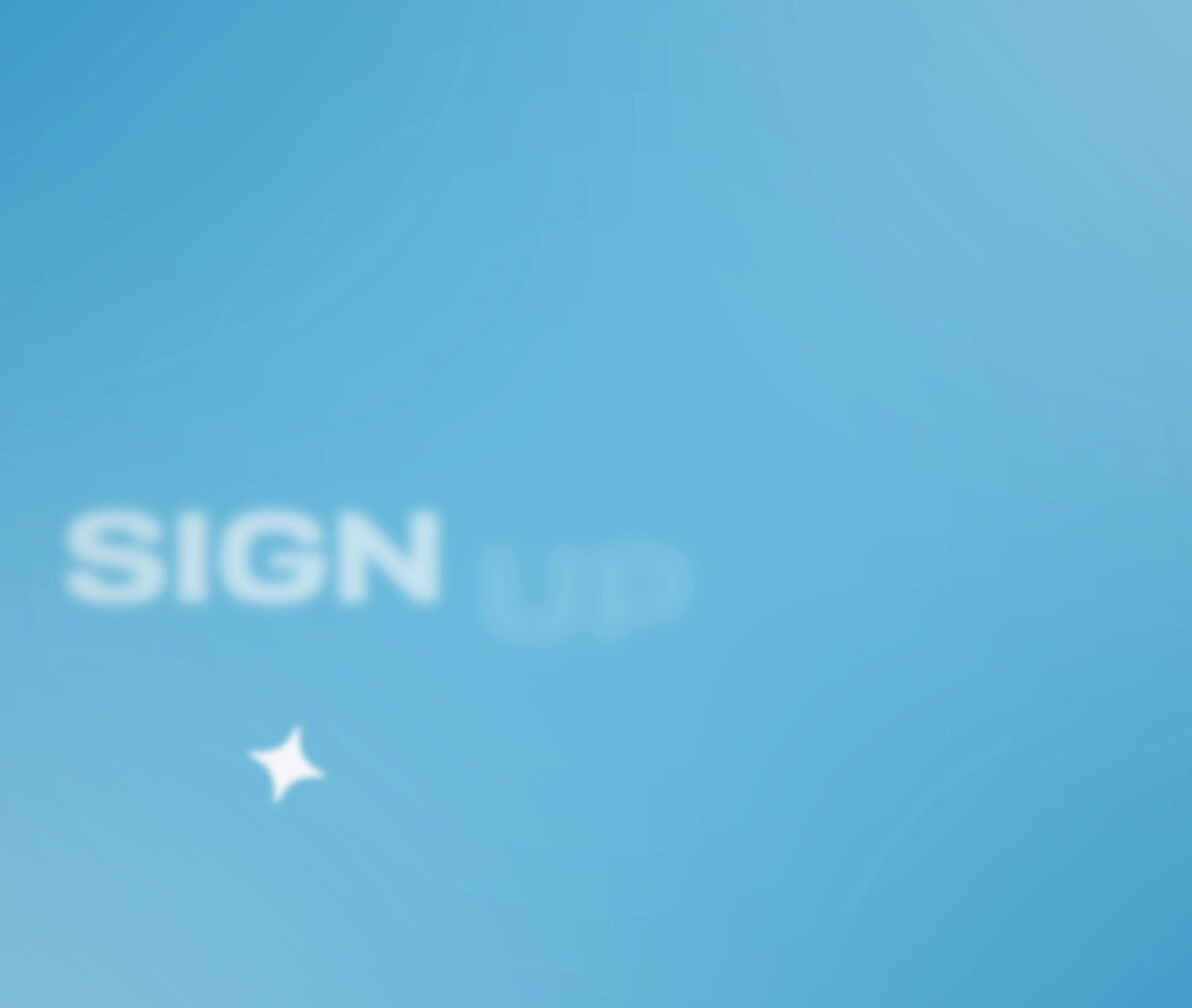 The image features a blue sky with white clouds against which the word "Sign Up" is written in white letters. The background of the image is a gradient of blue colors, creating an impressionistic effect that emphasizes the contrast between the white text and the blue sky. The image also includes a small star located near the bottom right corner, adding a sense of depth to the scene.