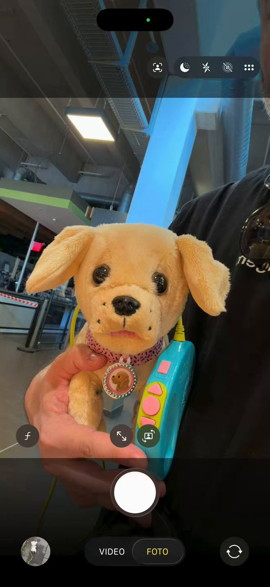 The image shows a person taking a picture of a small stuffed dog using their phone's camera, with the dog wearing a pink collar. The photo captures the attention of the viewer as they see the cute little dog being held up by someone. The caption below the image reads "GM Some Sunday traditions never change. Just paid for my Sunday bread rolls with Tangem Pay, as usual. Consistency matters in life. Reliability matters even more. @TangemPay makes it effortless." This message emphasizes the importance of consistency and reliability in daily life, drawing a parallel to the consistent payment made by the user through their phone's camera service for their Sunday bread rolls.