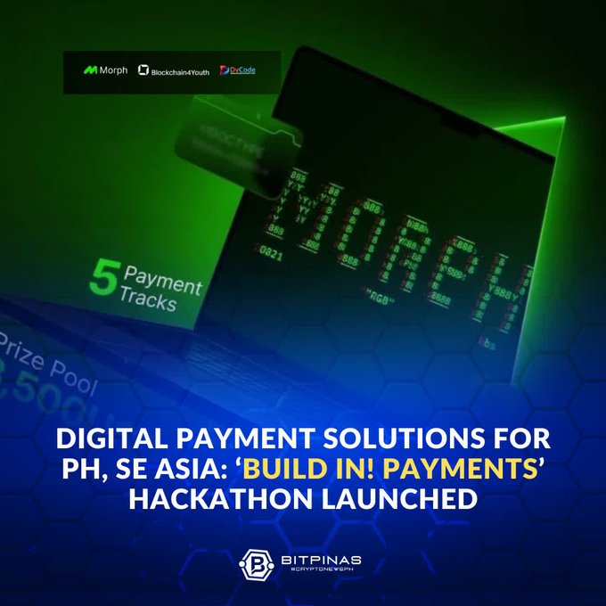 The image displays a green background featuring a laptop screen with a black keyboard resting atop it, surrounded by various pieces of technology including a smartphone and computer monitor as well. There are also blue geometric shapes scattered throughout the scene. The title "Digital Payment Solutions for H. Se Asia" is prominently displayed at the top center of the image. Additionally, a logo for Bitget Wallet can be spotted in the bottom left corner.