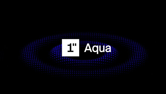 A dark image displays concentric blue dotted rings with the "1" Aqua" logo centered in white text, visually representing Aqua as a verified protocol built on the 1inch ecosystem. This reinforces the post's message that Aqua positions are filled by resolvers—market makers verified through 1inch's trusted network.