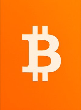 The image displays the Bitcoin logo—a stylized white "B" with two vertical strokes—set against a vibrant orange background. This iconic symbol visually reinforces the post's news about Bitcoin's price surging 7% in a single hour, driving up the odds of it reaching $70,000.