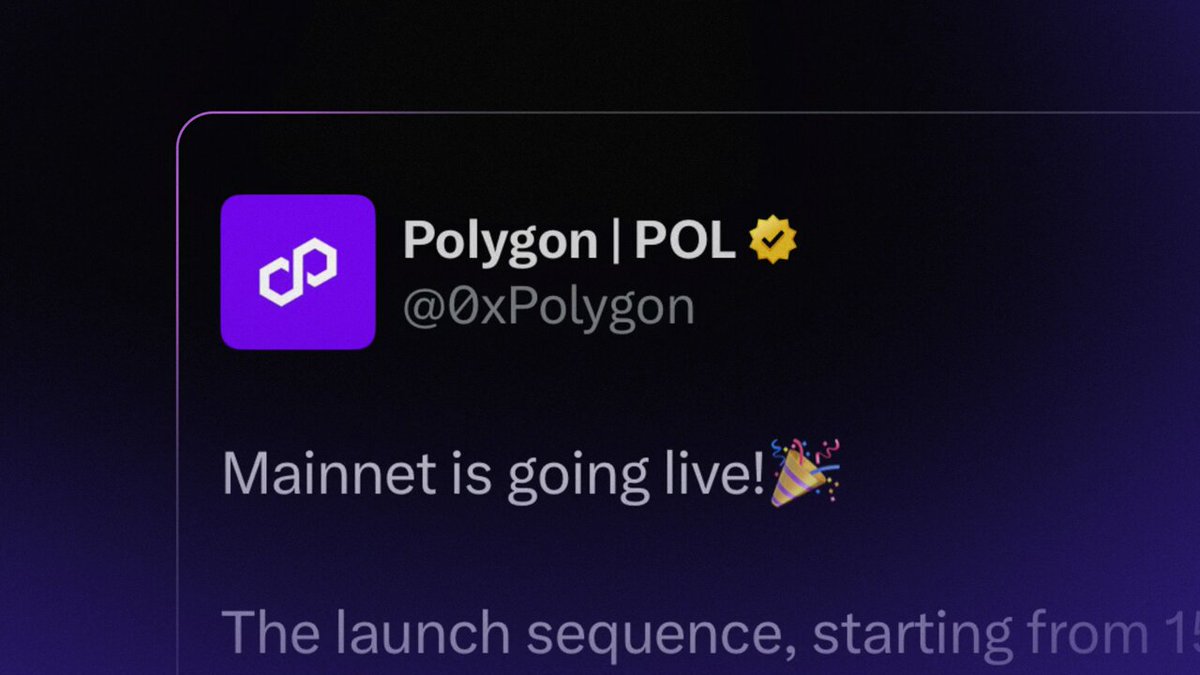 The image shows a screenshot of a social media post from a user named @sandeepnailwal, which appears to be about Polygon Pol. The post includes a photo of an ice cream cone with a "POL" logo on top, indicating that the user is promoting Polygon Pol. The post also mentions that Mainnet is going live and starts in six years.