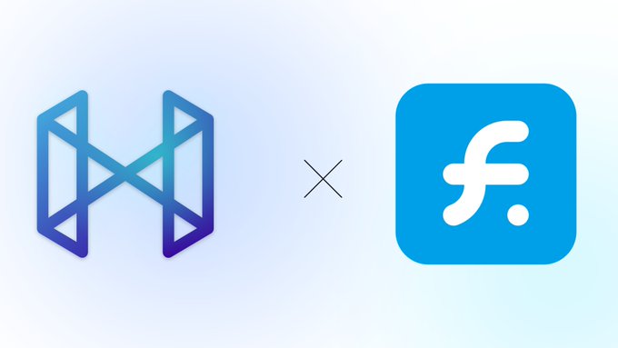 A promotional graphic showing two blue logos separated by an 'X' symbol, likely indicating a partnership or collaboration.