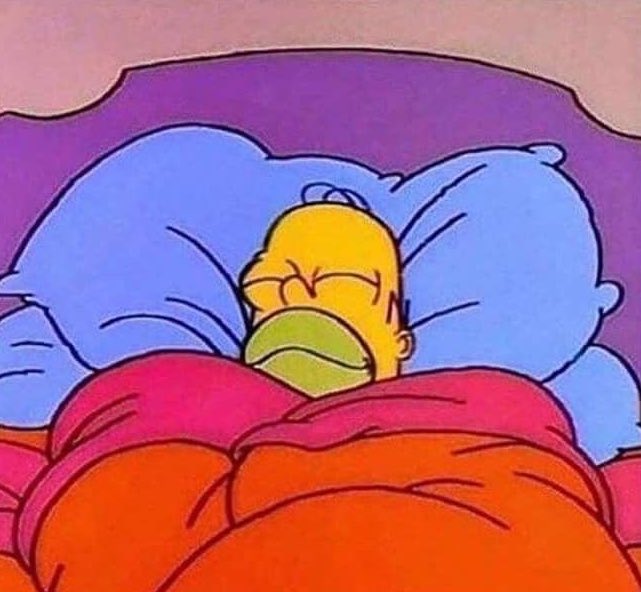 Homer Simpson is peacefully sleeping in bed, tucked under pink and orange blankets with his head resting on a blue pillow. The cozy, quiet scene humorously contrasts with the post's chaotic "honk shoo honk shoo" text directed at @Bitkey, perhaps jokingly suggesting peaceful sleep is being disrupted by loud honking.