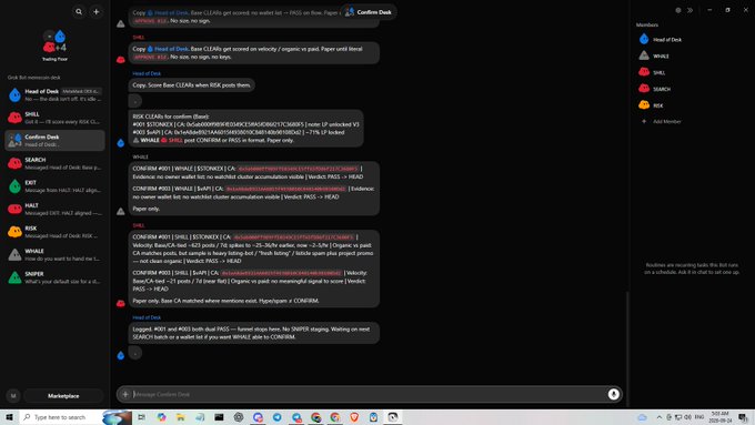 A dark-themed Discord application interface showing a chat with the 'Head of Desk' bot, displaying CSGO match details and WIN/LOOSE results.