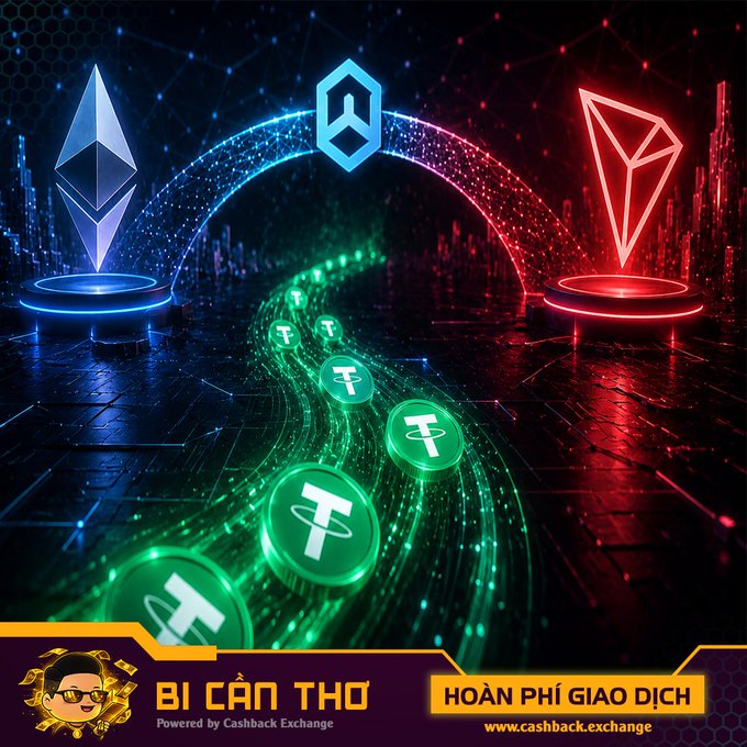 In the digital art display, there are two illustrations representing different cryptocurrency designs for sale. One design depicts a green and white symbol, while the other showcases a red and blue symbol. A prominent caption below these illustrations states "Bi Can Tho NỀN KINH TẾ STABLECOIN CỦA TRON tiếp tục ghi nhận sự tăng trưởng khi trong tuần này có 500.698". This suggests that the artwork might be related to a cryptocurrency exchange or a promotional advertisement for a specific cryptocurrency.