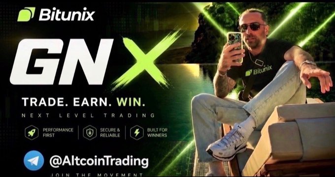 Promotional banner for Bitunix featuring the "GN X" campaign with the tagline "Trade. Earn. Win. Next Level Trading," highlighting features like "Performance First," "Secure & Reliable," and "Built for Winners," alongside the Telegram handle @AltcoinTrading and a man using his phone. The image ties into the post's theme of crypto trading decisions, visually representing the trader referenced in the post waking up to check their position on the Bitunix platform.