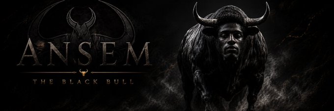 The image features a banner for ANSEM, which is an action-adventure game that takes place in a dark cave with a black bull as its main character. The title of the game is displayed at the top of the banner, along with the game's developer and release date. The image also includes a social media post about the game, suggesting that it has been shared or recommended by others on platforms like Twitter or Instagram.