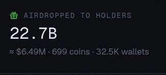 The image displays airdrop statistics showing $6.49M worth of $ANSEM tokens have been distributed to 32.5K wallets across 699 coins, aligning with the post celebrating the platform's strong early traction just five days after launch.