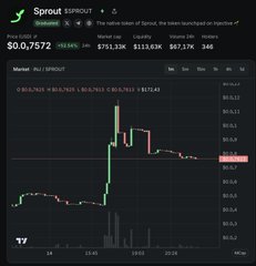A stock chart for Sprout (SPROUT) on the Robinhood app showing a share price of $0.2 and a sharp upward price spike.