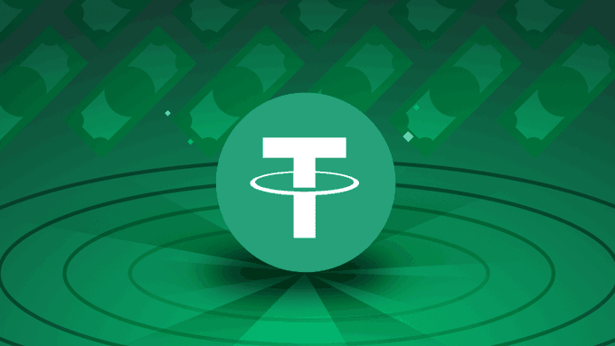 The image features the green Tether (USDT) logo prominently displayed against a patterned background with circular ripple effects. It visually represents the Tether stablecoin brand in context with reports of the company's strong Q2 2026 financial performance, including $1.5 billion in net operating profit, substantial reserves, and significant Bitcoin and gold holdings.