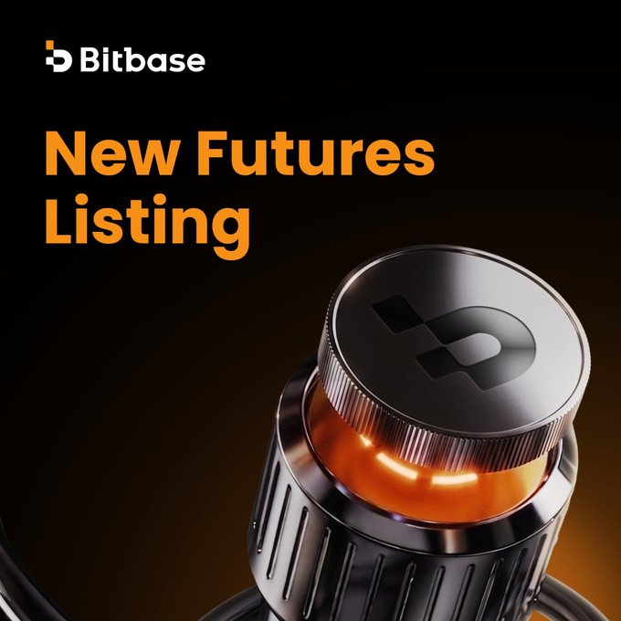 Bitbase announces a new futures listing, prominently featuring the Bitbase logo alongside bold orange "New Futures Listing" text and a metallic cap embossed with the "B" symbol against a dark background. The graphic promotes the addition of multiple USDT trading pairs including HDUSDT, WMTUSDT, UBERUSDT, and CRMUSDT, with trading set to begin at 8:00 am UTC on July 30, 2026.