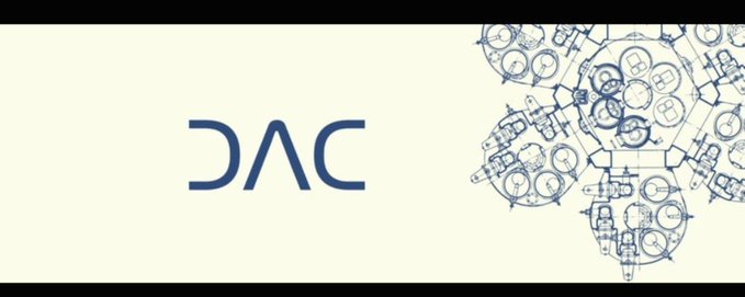 A banner image featuring the stylized 'DAC' logo on the left and a technical blueprint-style illustration of a complex circular structure on the right, set against a cream background.
