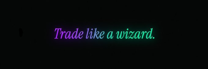 A glowing neon sign reads "Trade like a wizard." in stylized italic text against a dark background. The image serves as a thematic visual likely tied to the accompanying post about a free NFT mint ("Solana Mancers") on the Solana blockchain, possibly symbolizing the magical or elite nature of the project.