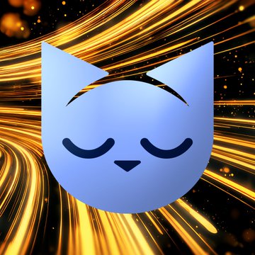 A blue cartoon cat icon with closed eyes floats against a swirling background of golden light streaks, visually stylized to evoke energy or momentum. The image accompanies a post hinting at Cardano ($ADA)'s Minswap expanding multi-chain support to include Bitcoin and Midnight.