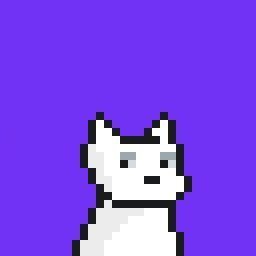 A pixel art illustration of a white dog (likely a Shiba Inu or similar breed) on a bright purple background serves as the mascot graphic for WolfinkHQ, accompanying an announcement of 20 guaranteed and 30 FCFS whitelist spots with a free mint ending in 30 minutes.