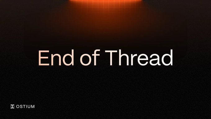 A dark screen with warm orange lighting at the top displaying the text 'End of Thread' with the Ostium logo in the bottom left corner.