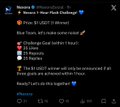 An image shows a social media post announcing a "1 Hour Flash Challenge" for the project Moonria, offering a prize of 1 USDT if users achieve 35 likes, 25 reposts, and 25 replies within one hour. This relates to the caption's joke about "wealth redistribution" by depicting a literal, albeit small-scale, giveaway of funds.