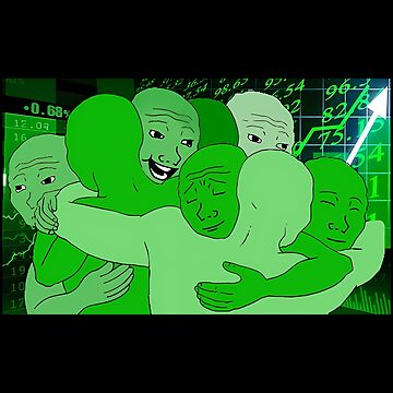 The image shows a cartoon depiction of six green personified figures, each with a facial expression, embracing one another. In addition to this, there are two graphs visible beneath them that show data related to stock markets. The overall color scheme is predominantly green, reflecting the theme of growth and precision in this particular image.