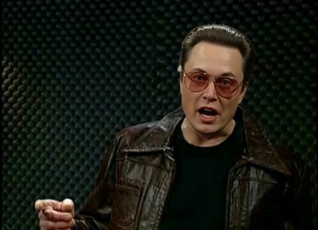 In the image, a man wearing sunglasses and a brown leather jacket stands against a black background with white circles scattered throughout. He appears to be making a face or giving a speech-like gesture while looking directly at the camera. The caption below the image reads "The only prescription is more Dogecoin". This suggests that the man might be discussing the value of Bitcoin, which is often referred to as the "dogecoin" in casual conversations due to its humorous and whimsical nature.