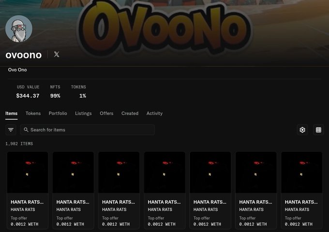 The image shows a screenshot of a social media platform's profile page, specifically the 'About' tab. The main focus of this tab is a list of items posted by users, including 'HantaRats', which are tagged with the hashtag #hantarats. The post also mentions that there are 882 likes on it and that the user has $54.37 worth of items for sale.
