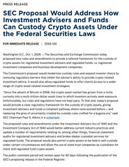 A press release dated March 21, 2025 from the SEC announces that SEC Chair Paul Atkins addressed how investment advisers and funds can and must comply with crypto assets under the federal securities laws. The image relates to the post by highlighting the SEC's guidance on crypto assets and investment advisers, relevant to the discussion of crypto regulation for assets like XRP.