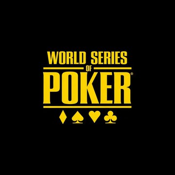The image features a black background with white text that reads "World Series of Poker". Below the title, there are three symbols representing poker chips - a pair of clubs, two spades, and a king. The text also mentions that the World Series of Poker is accepting payments in Bitcoin starting this year in Las Vegas, and stablecoins will be rolled out at WSOP Paradise in the Bahamas next December.