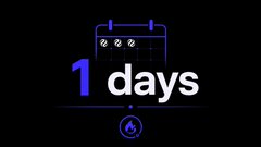 A dark graphic displaying '1 days' alongside a calendar icon and a flame symbol, suggesting a daily streak or countdown timer.