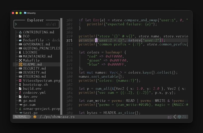 A code editor window displays Rust source code in the "Papyrus Mono" font across the right pane alongside a file explorer on the left, with the monospaced typeface rendering characters with distinctive, readable glyphs that align precisely on screen.

The image illustrates the post's satirical point: the Papyrus Mono font makes code visually legible and aesthetically pleasing, which ironically tempts readers to stop and admire it rather than continue reading the code itself.