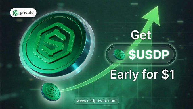 The image features an advertisement for a new cryptocurrency that is set to launch soon. The title of the ad reads "Get $USDP Early for 1" and the description says that it will be available for a limited time, just when most crypto coins are in their initial stages at the beginning of their price paths. This early access allows users to trade using the coin before other people have had the chance to buy or sell it. The image also includes an arrow pointing upwards with green text on the right side that says "Get $USDP Early for 1".