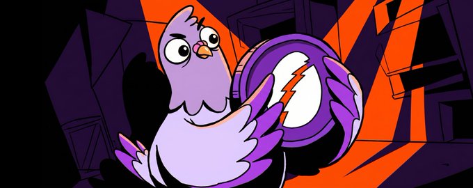 A wide-eyed purple owl clutches a cracked, glowing orb amid dark, shadowy surroundings pierced by bright orange light. The image mirrors the post's theme of discovery and intrigue, symbolizing the unexpected "Portal" experience that pulls the narrator toward an unforeseen path (the Validator role on GenLayer) rather than the technical "Builder" route they had anticipated.