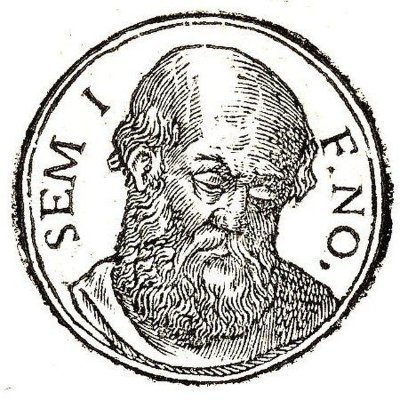 A black-and-white circular engraving of a bearded man with the Latin text "SEMI FENO" visible on either side of his head. The classical portrait style has no direct connection to the Pi Network/Peniwallet announcement, appearing to be a historical illustration used decoratively or unrelatedly alongside the post.