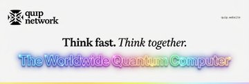 A poster for 'Xcup network' with the tagline 'Think fast. Think together.' and 'The Worldwide Quantum Computer' displayed in colorful text.