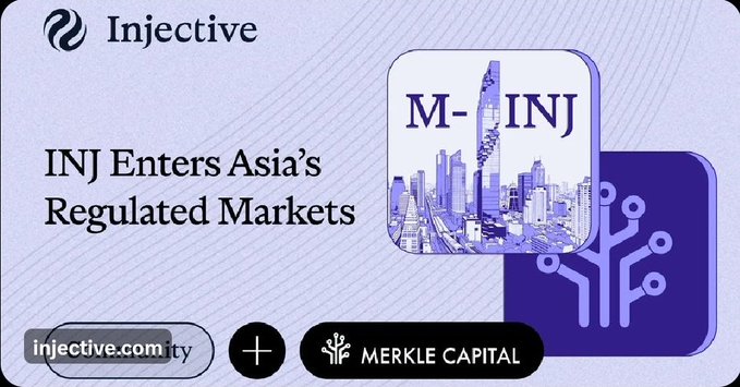 The image features an advertisement for an investment platform called "INJ" that focuses on regulated markets, such as futures trading. The text on the image reads "All for growth & all for institutional upgrades. From regulated futures to dedicated investment funds". This suggests that the platform is designed to cater to institutions and individuals looking to invest in regulated markets or expand their existing portfolio. The post also mentions a company called "Merkel Capital" as an example of how the platform can be used by institutions.