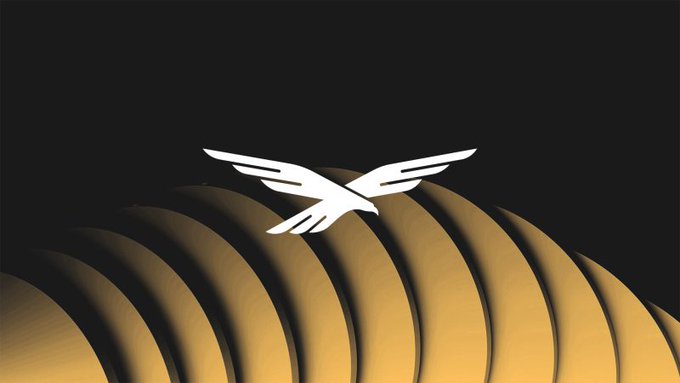 The image features an illustration of a bird with wings spread out, flying over a series of circles or waves that are yellow in color. The background of the image is black, which contrasts with the white bird and the yellow circles. The caption below the image reads "JUST IN: Trump'S WORLD Liberty Financial will pay UFC fighter bonuses in $USD1 stablecoin at a White House South Lawn event on Trump' 80th birthday." This suggests that there might be an event related to the UFC fighter, possibly involving donations or payments for their services.